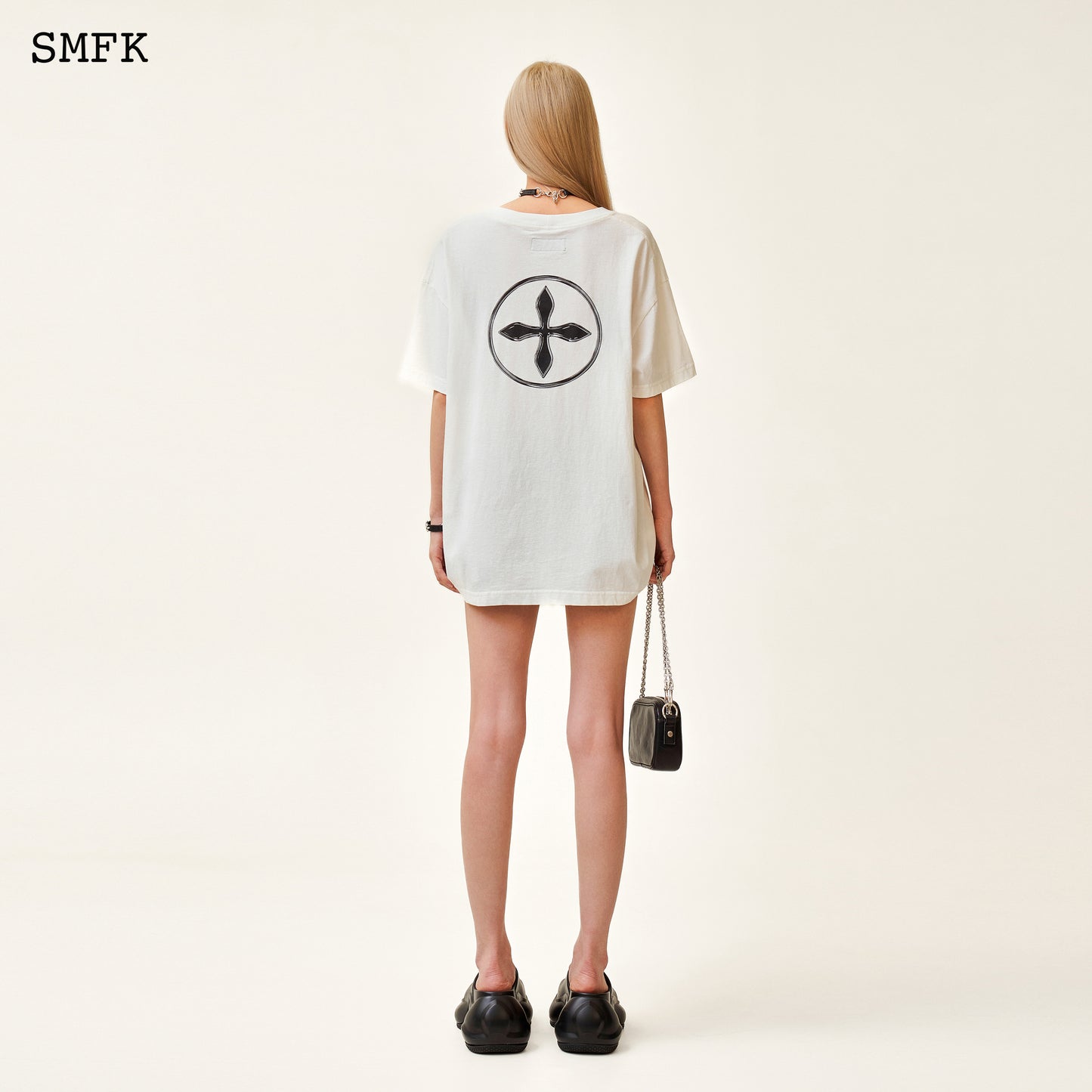 Compass Retro Oversized Tee Snow Blossom