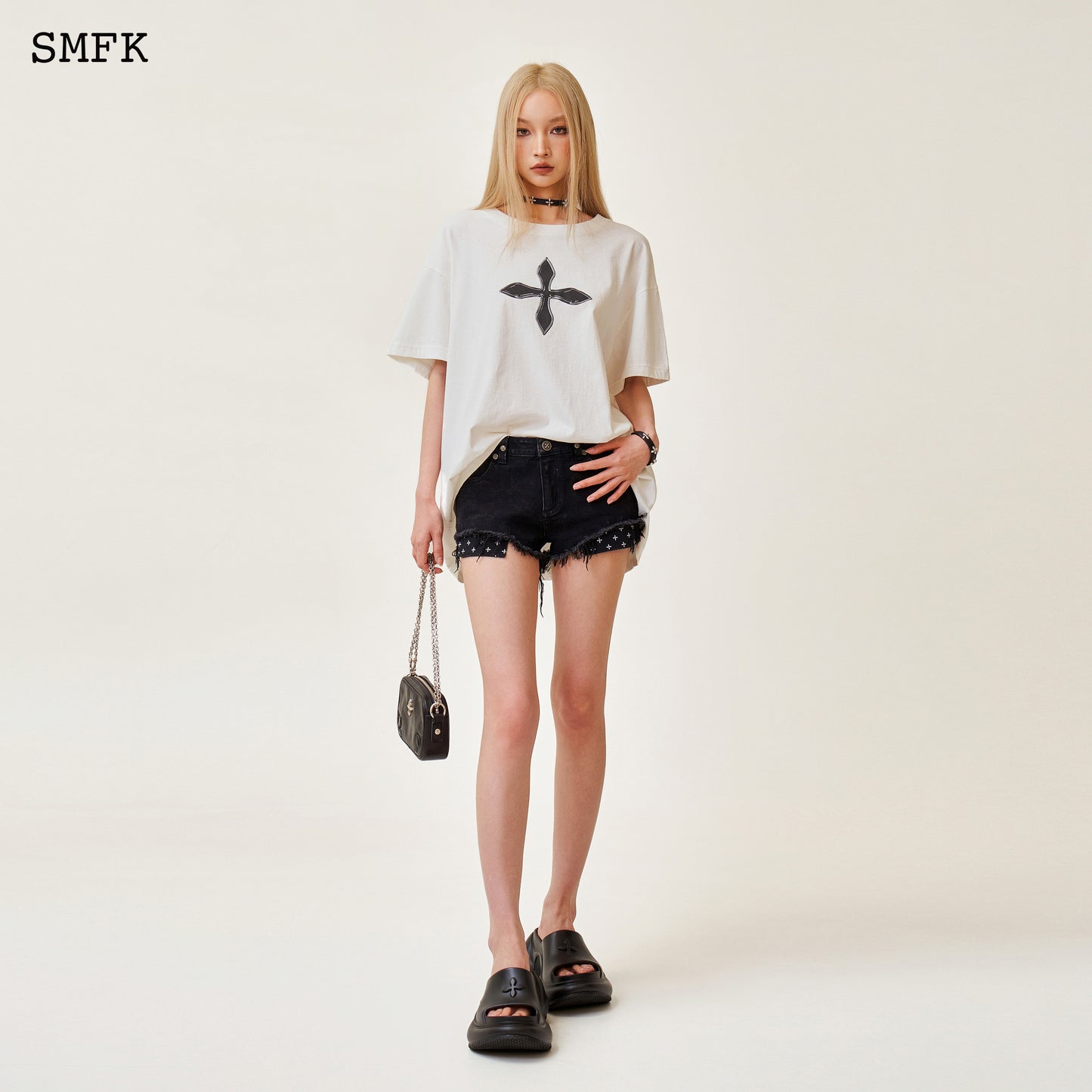 Compass Retro Oversized Tee Snow Blossom