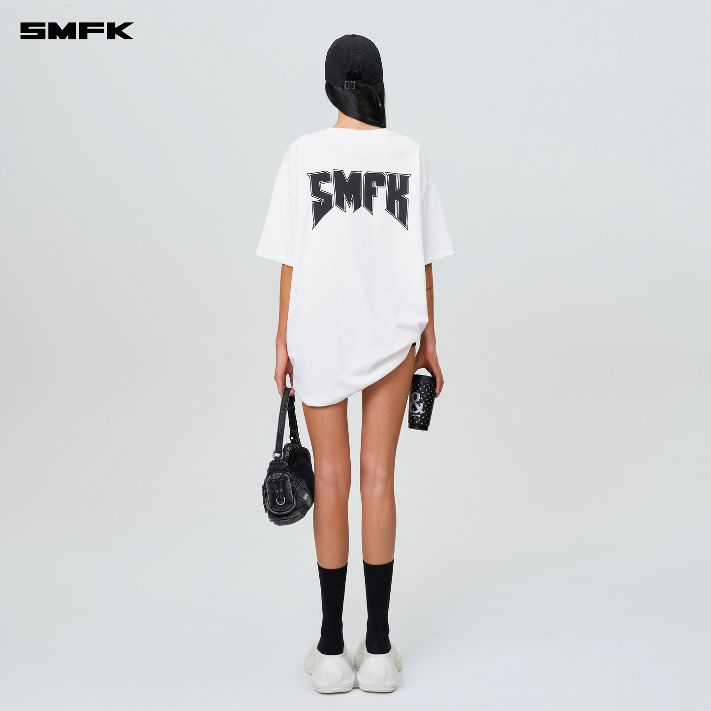 COMPASS SMFK Metal Rock Loose Tee Cream White