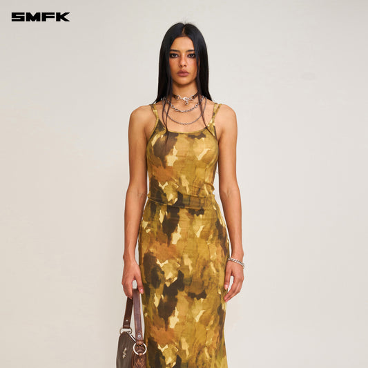 VINTAGE HURRICANE Fade Long Dress Chinese Ink Camouflage