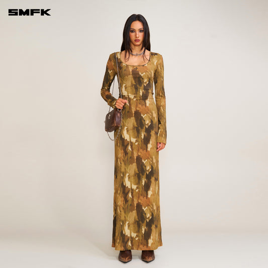 VINTAGE HURRICANE Silk Fade Body Dress Chinese Ink Camouflage