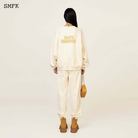 COMPASS Vintage College Jogging Pants Creamy White