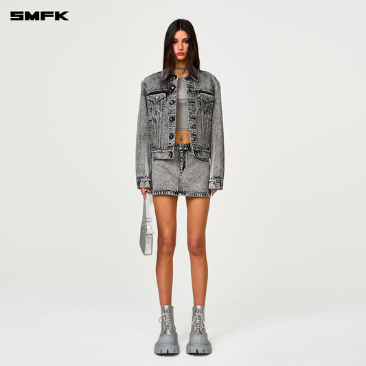 COMPASS Classic Cut-Off Denim Skirt Ash Gray