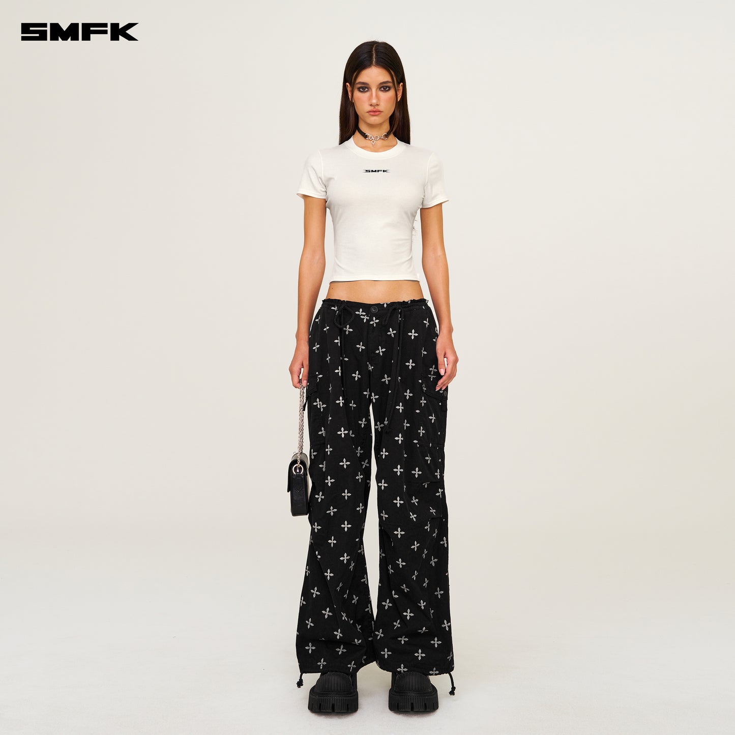 FUTURE SMFK Ripple Fitted Waist Sports Tee Alpine White