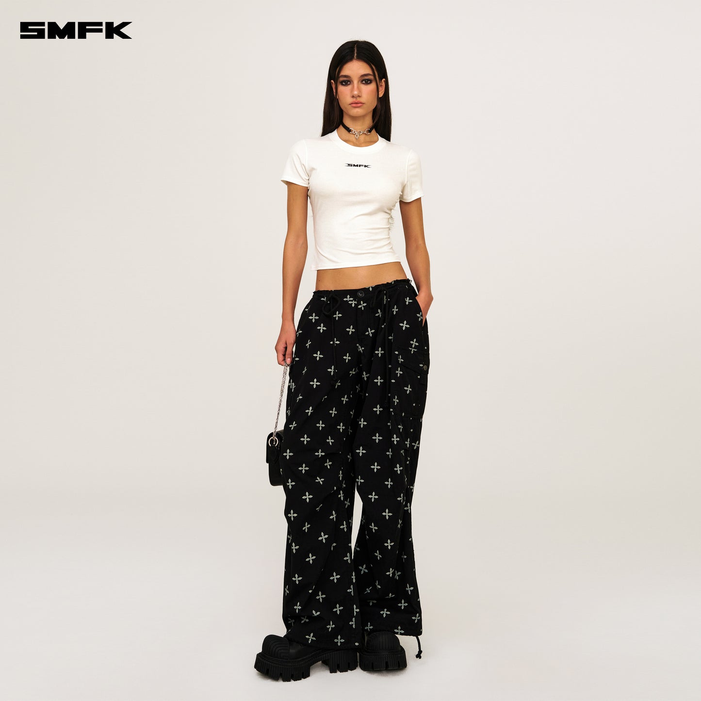 FUTURE SMFK Ripple Fitted Waist Sports Tee Alpine White