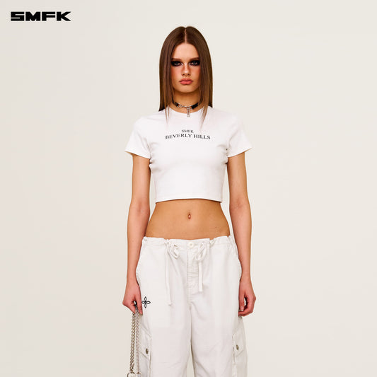 COMPASS Beverly Movie Subtitles Crop Tee Alpine White