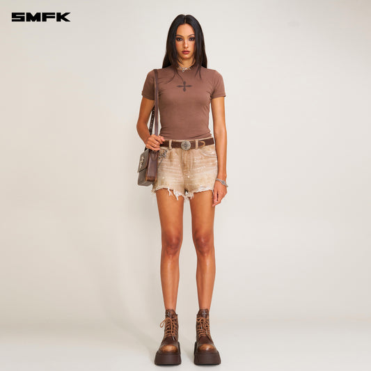 COMPASS ORIGINAL Badge Slim Fit Tee Wild Horse Brown