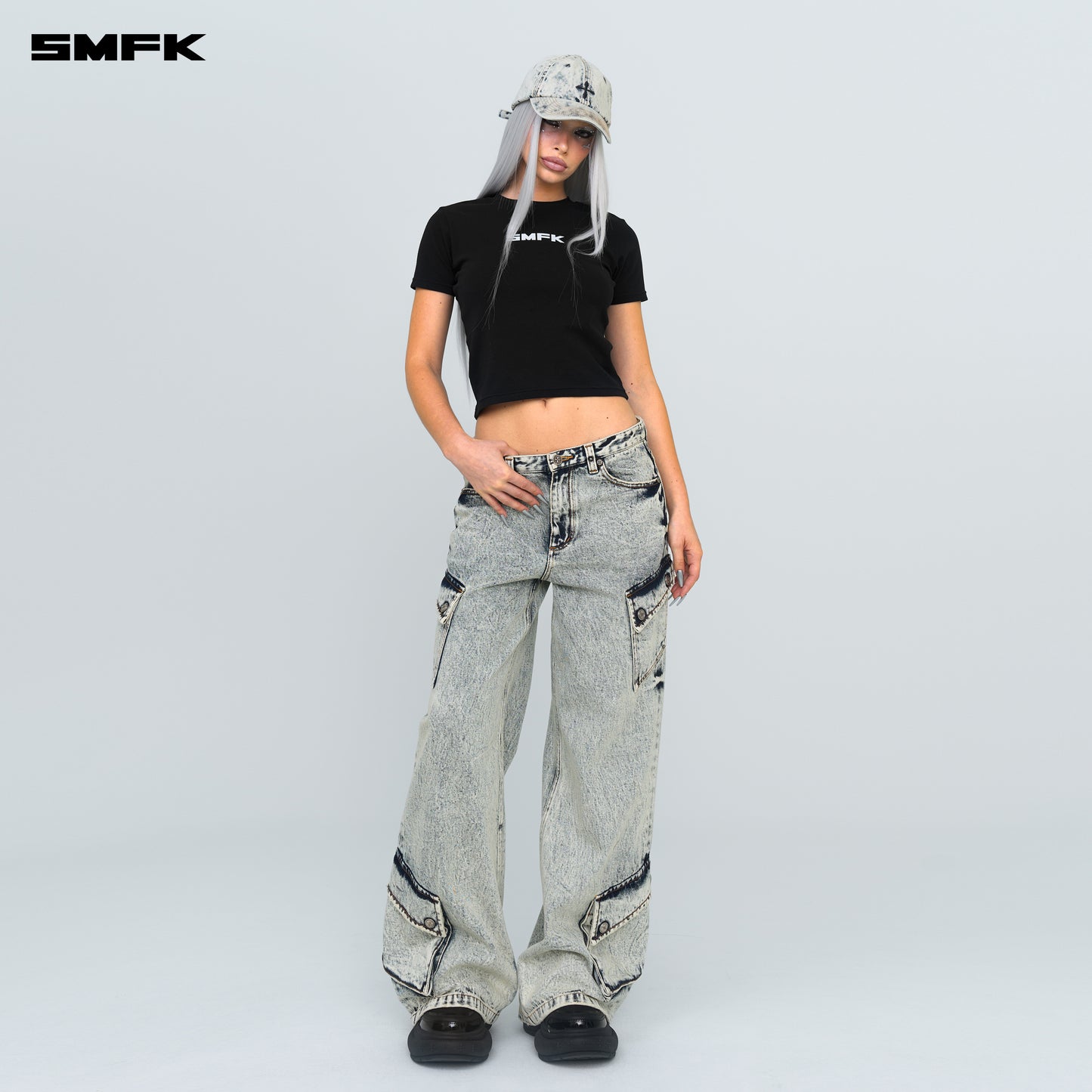 WILD World Denim Baseball Cap Creamy White