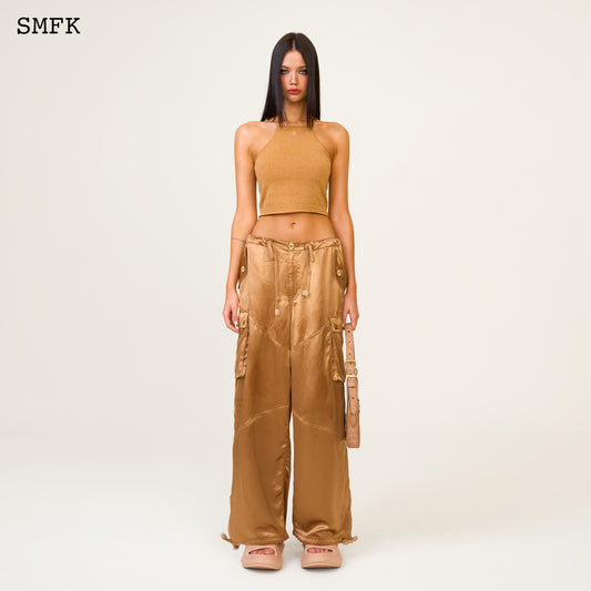 ANCIENT MYTH Satin Vintage Parachute Pants Gold