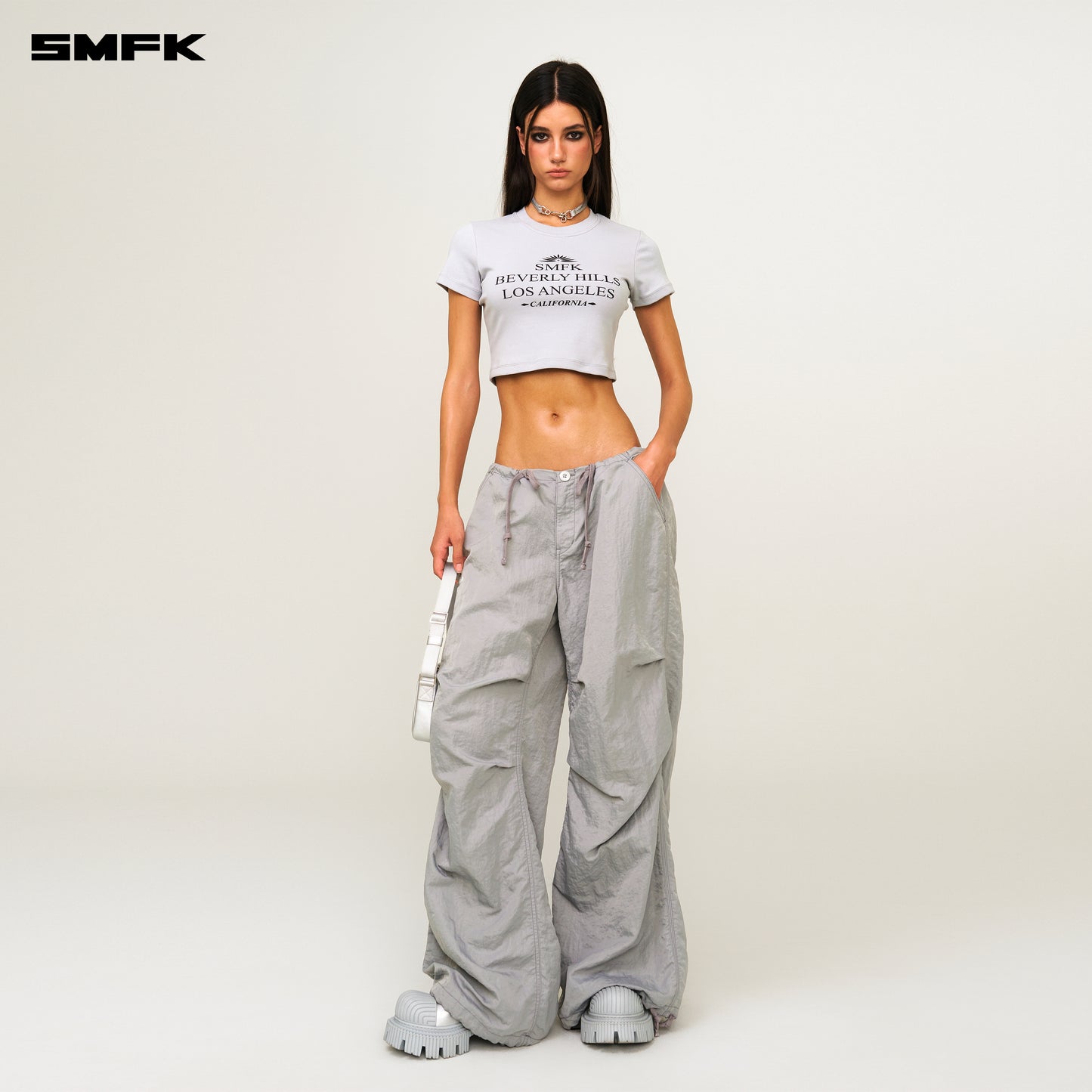 FUTURE STORM Outdoor Wide-Leg Cargo Pants Ash Gray