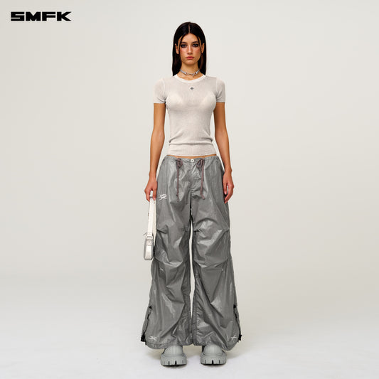 FUTURE MIRAGE Interstellar Tech Wide-Leg Cargo Pants Moonlight Gray