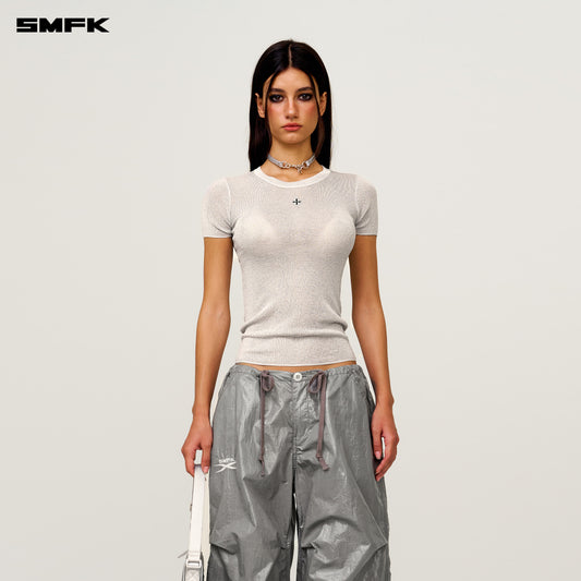 FUTURE MIRAGE Interstellar Tech Wide-Leg Cargo Pants Moonlight Gray