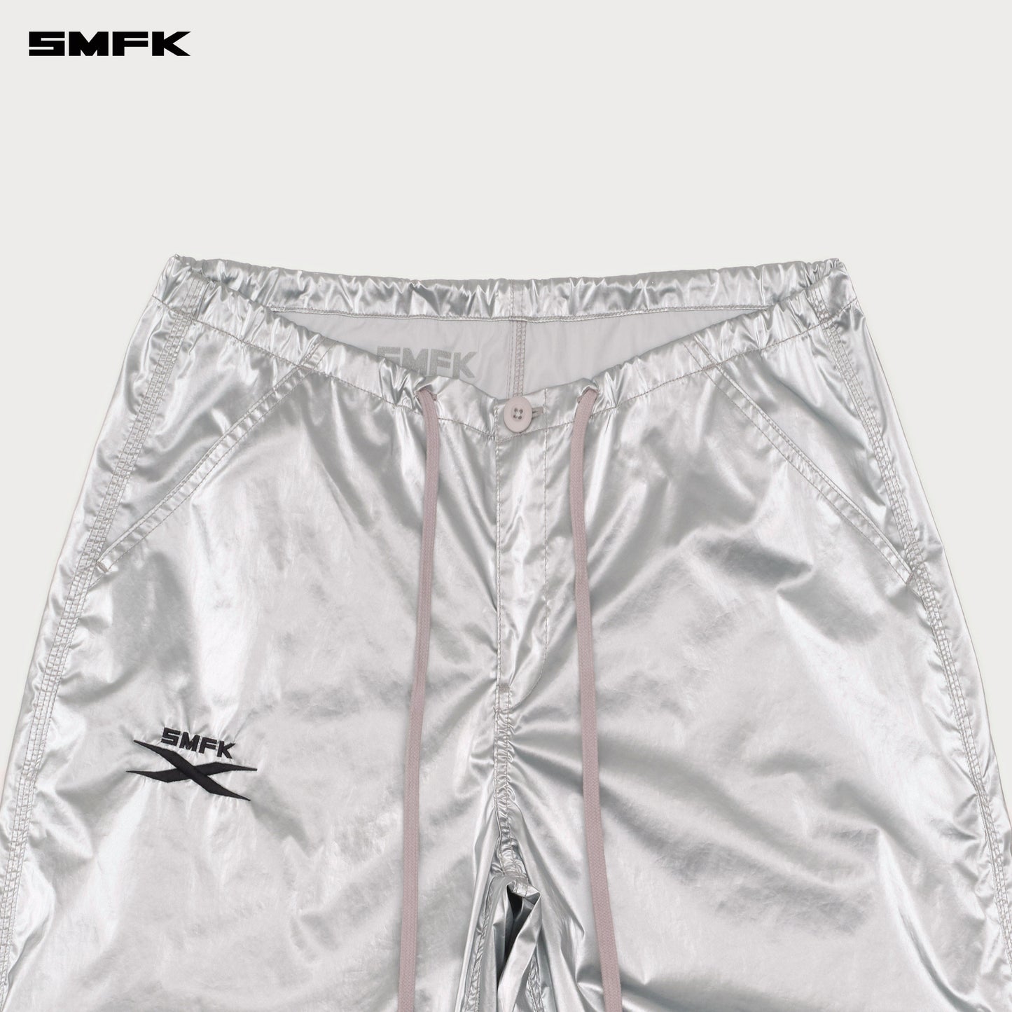 FUTURE MIRAGE Interstellar Tech Wide-Leg Cargo Pants Cosmic Silver