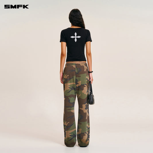 COMPASS MODE CAMO STRAIGHT SPORTS PANTS Army Green Camouflage