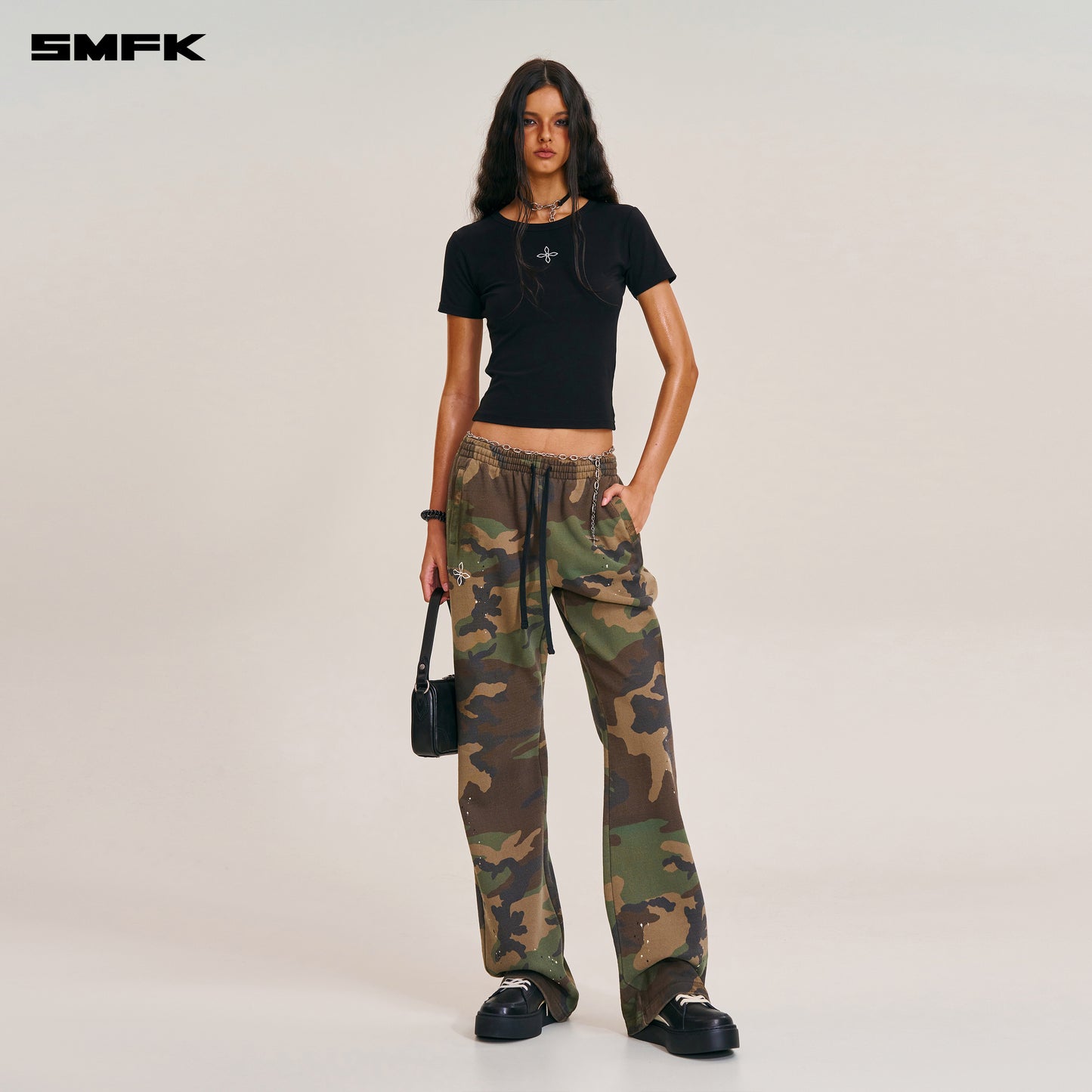 COMPASS MODE CAMO STRAIGHT SPORTS PANTS Army Green Camouflage