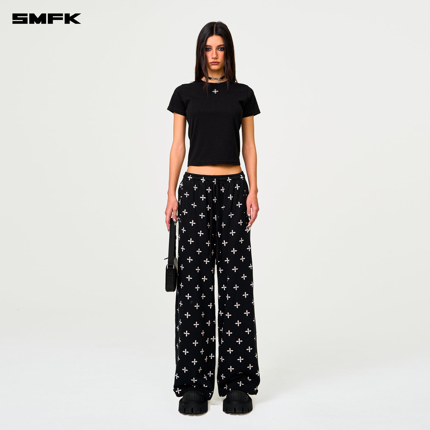 COMPASS Black Garden Wide-Leg Sweatpants Midnight Garden