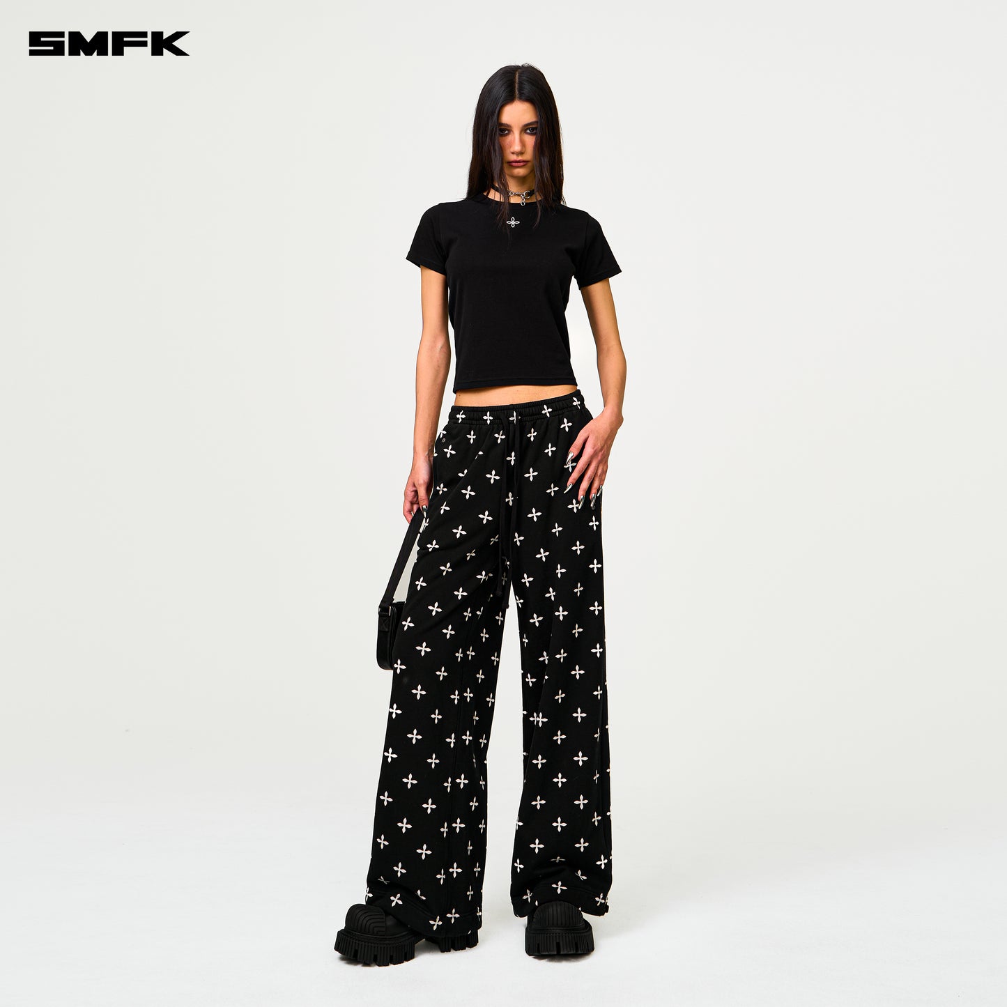 COMPASS Black Garden Wide-Leg Sweatpants Midnight Garden
