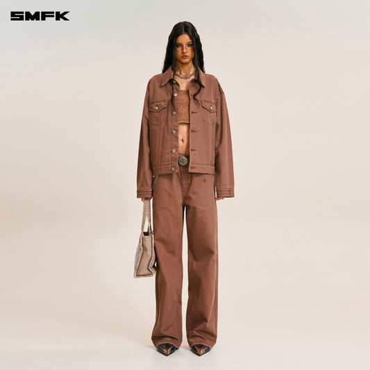 COMPASS MODE LOOSE STRAIGHT DENIM PANTS Wild Horse Brown