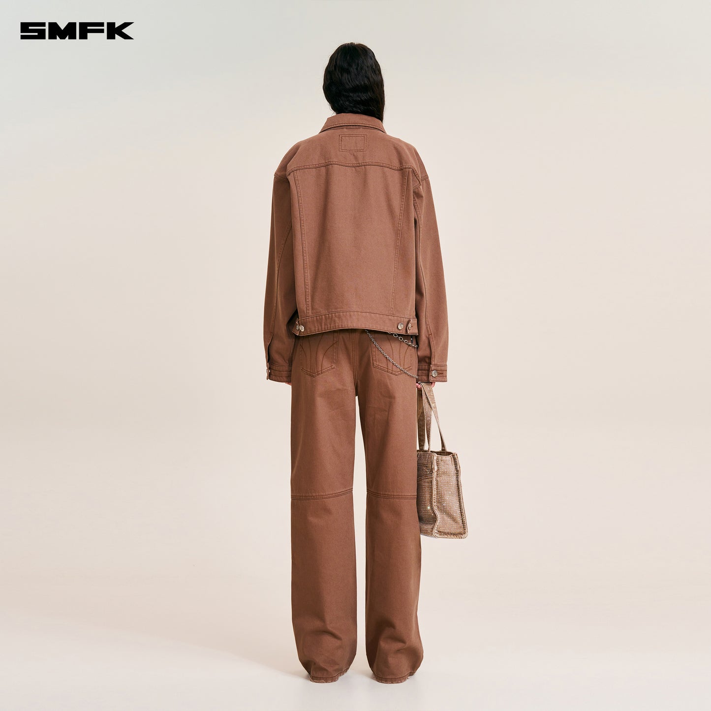 COMPASS MODE LOOSE STRAIGHT DENIM PANTS Wild Horse Brown