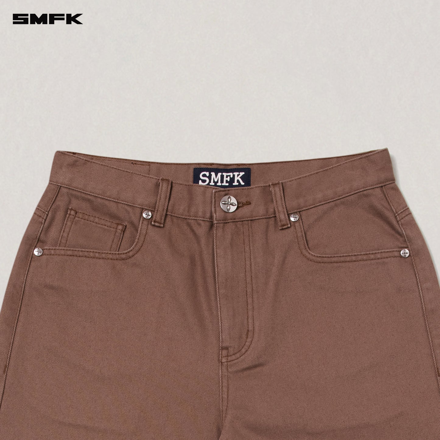 COMPASS MODE LOOSE STRAIGHT DENIM PANTS Wild Horse Brown