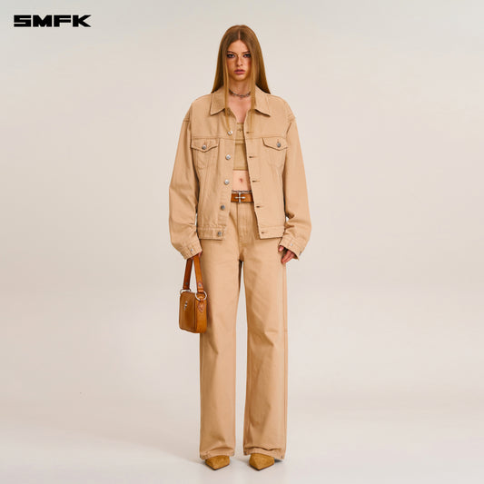 COMPASS MODE LOOSE STRAIGHT DENIM PANTS Sandy Khaki