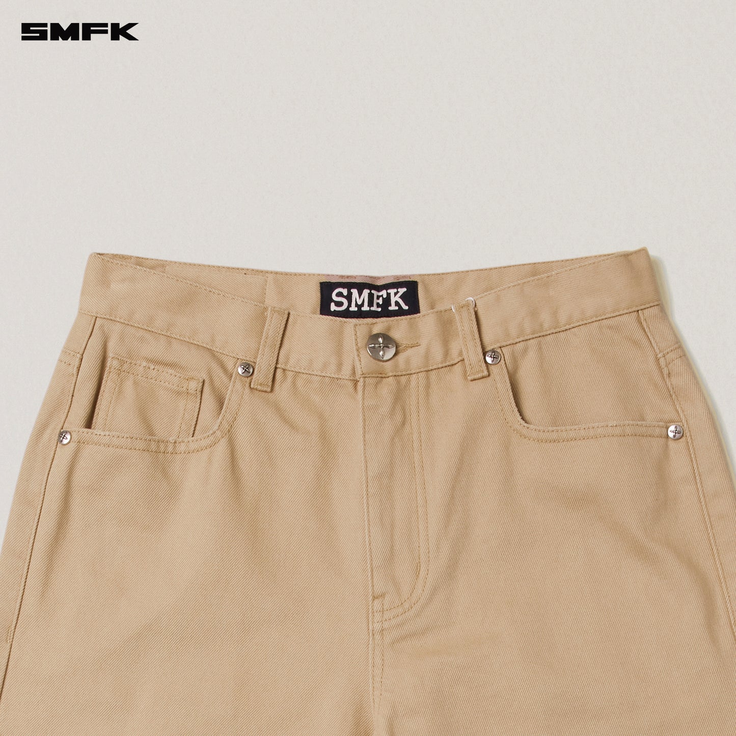 COMPASS MODE LOOSE STRAIGHT DENIM PANTS Sandy Khaki