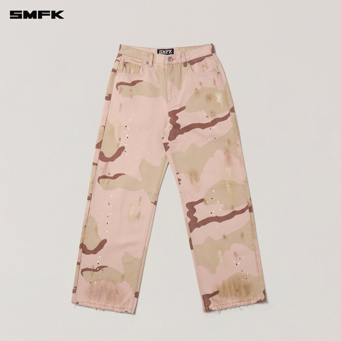 COMPASS MODE WASTELAND LOOSE STRAIGHT DENIM PANTS Desert Storm Camo