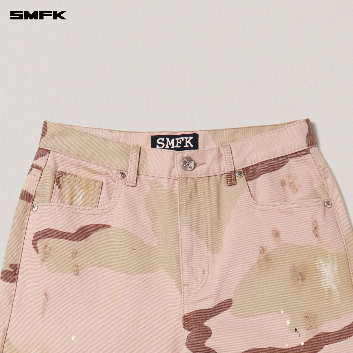 COMPASS MODE WASTELAND LOOSE STRAIGHT DENIM PANTS Desert Storm Camo