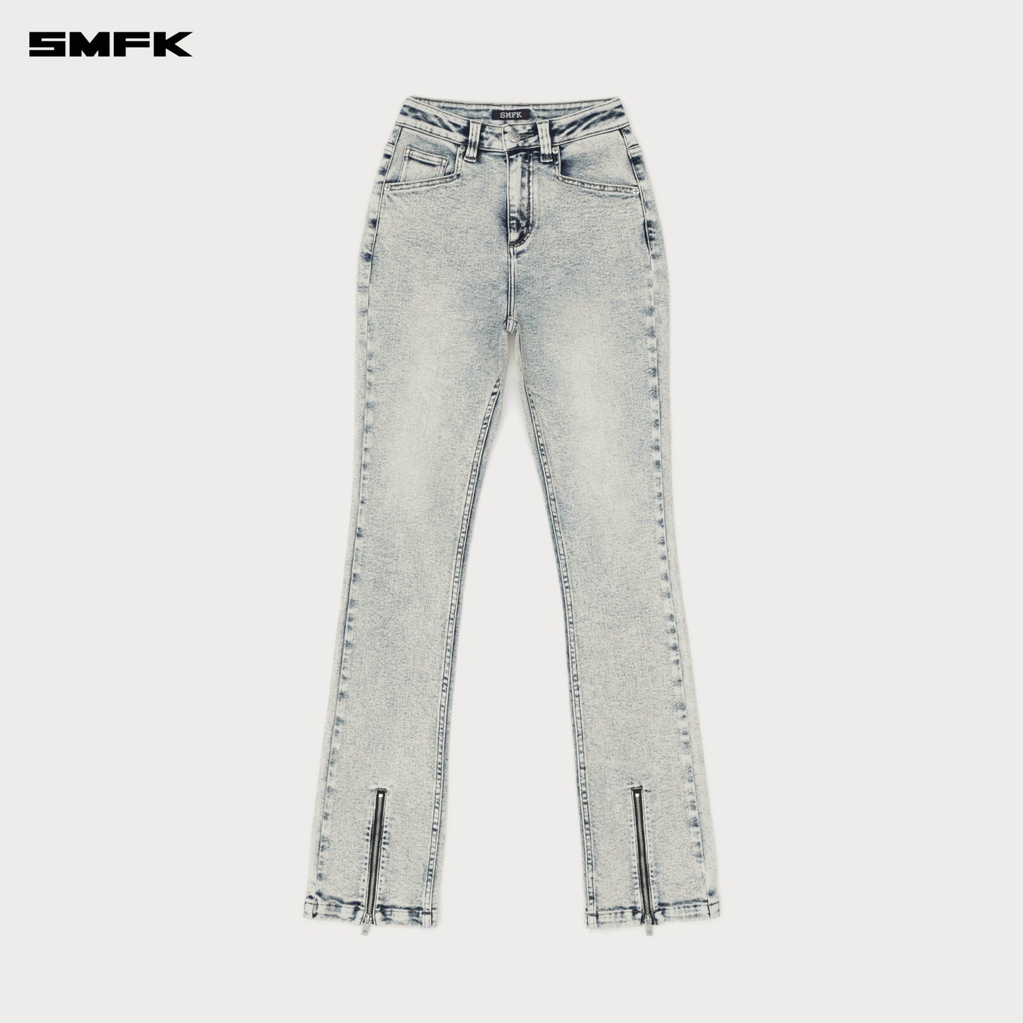 COMPASS RIVET ZIPPER Motorcycle Jeans Snow Blossom