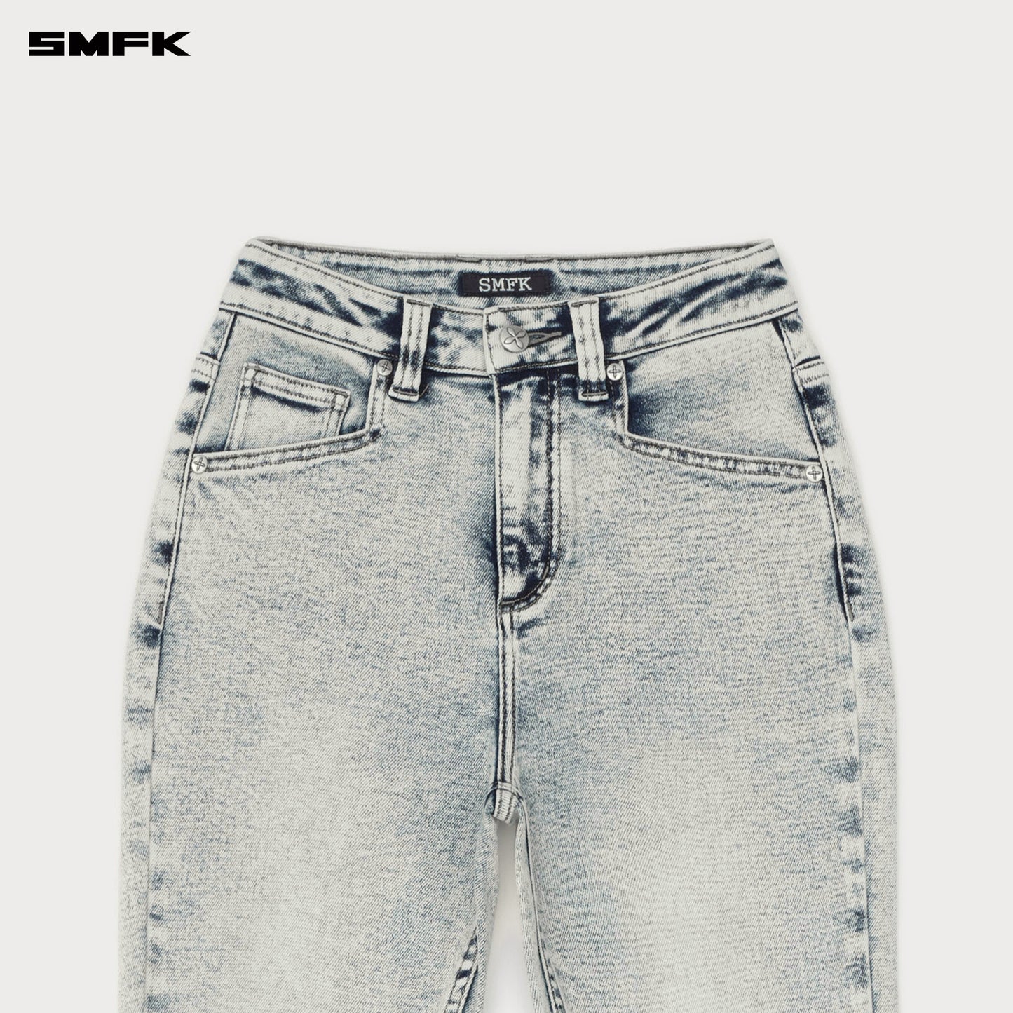 COMPASS RIVET ZIPPER Motorcycle Jeans Snow Blossom