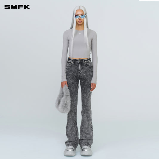 FUTURE MIRAGE Snowflake Flared Jeans Ash Gray