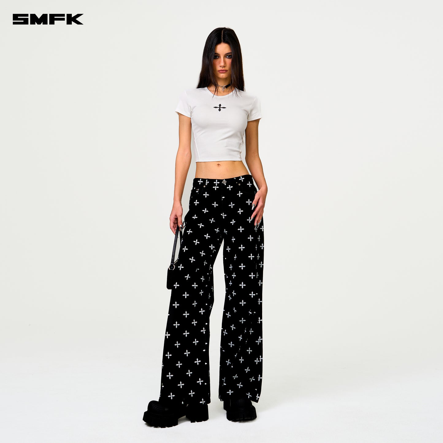 COMPASS Black Garden Classic Wide-Leg Jeans Midnight Garden