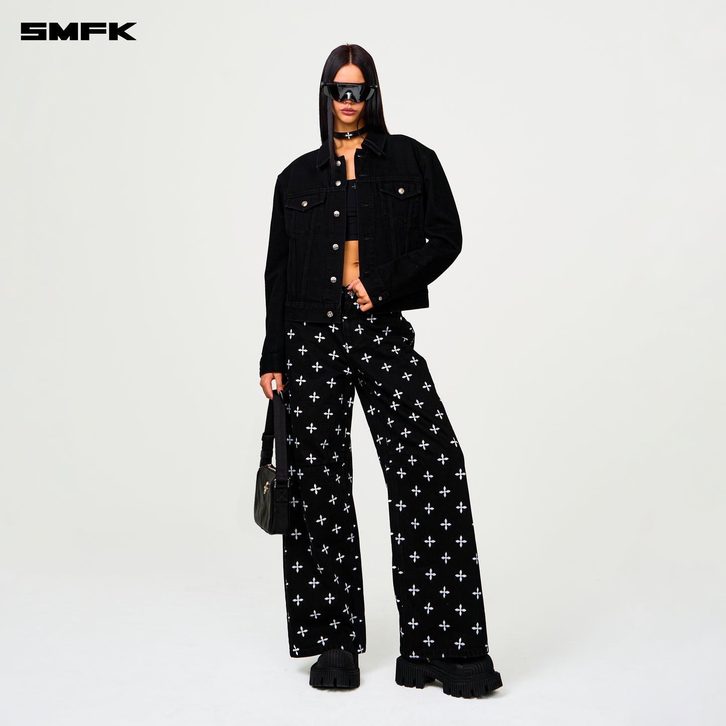 COMPASS Black Garden Classic Wide-Leg Jeans Midnight Garden