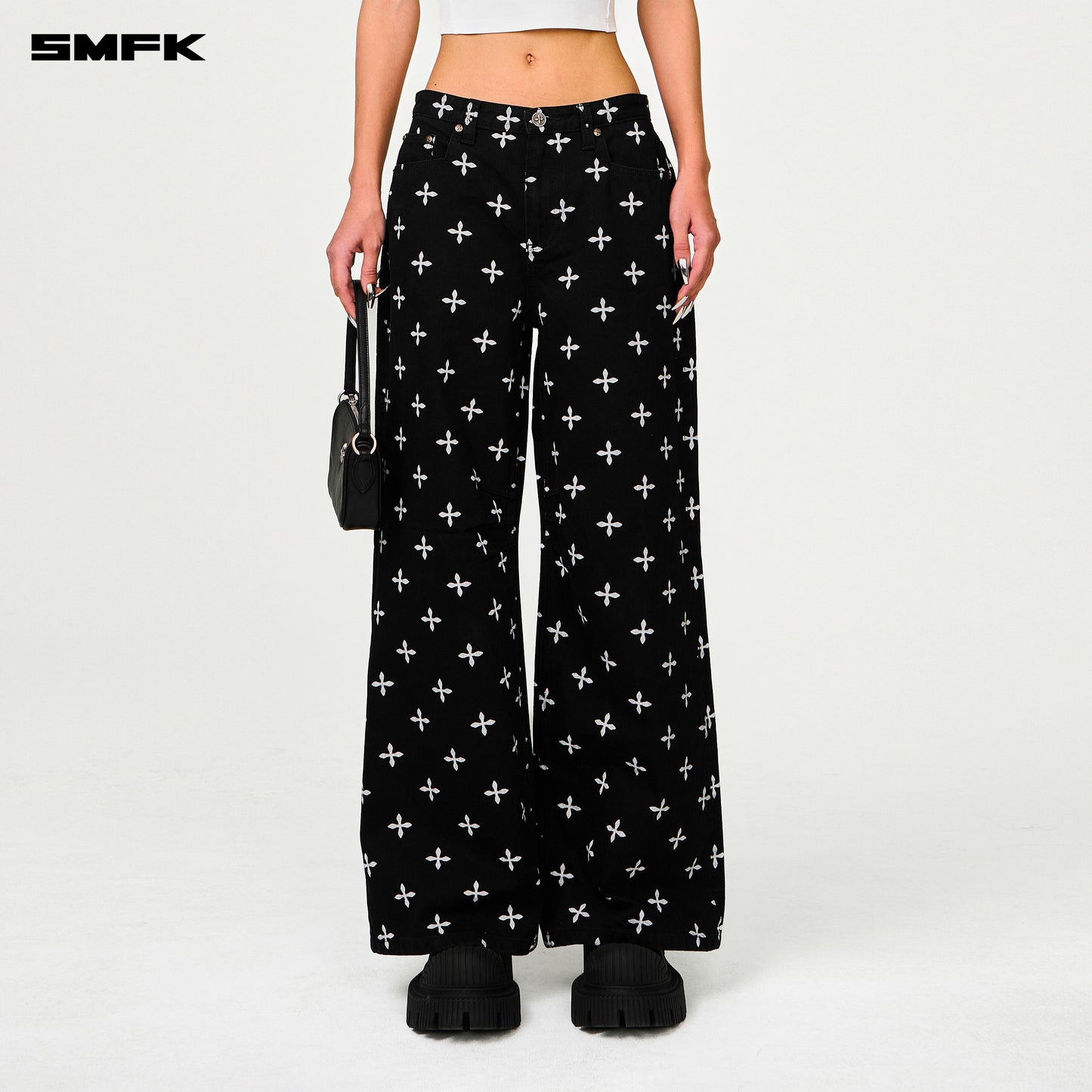 COMPASS Black Garden Classic Wide-Leg Jeans Midnight Garden