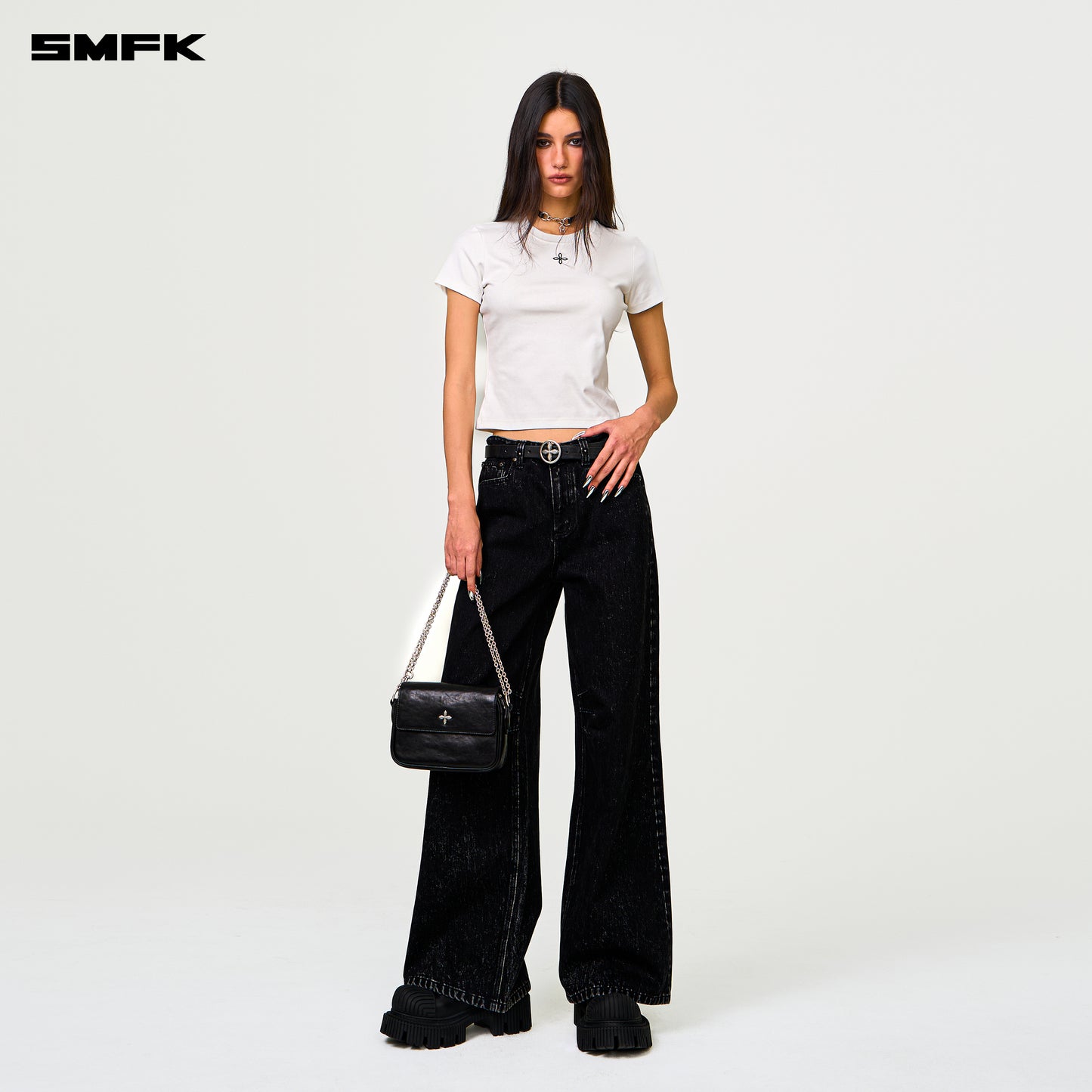COMPASS Classic Wide-Leg Jeans Onyx Denim