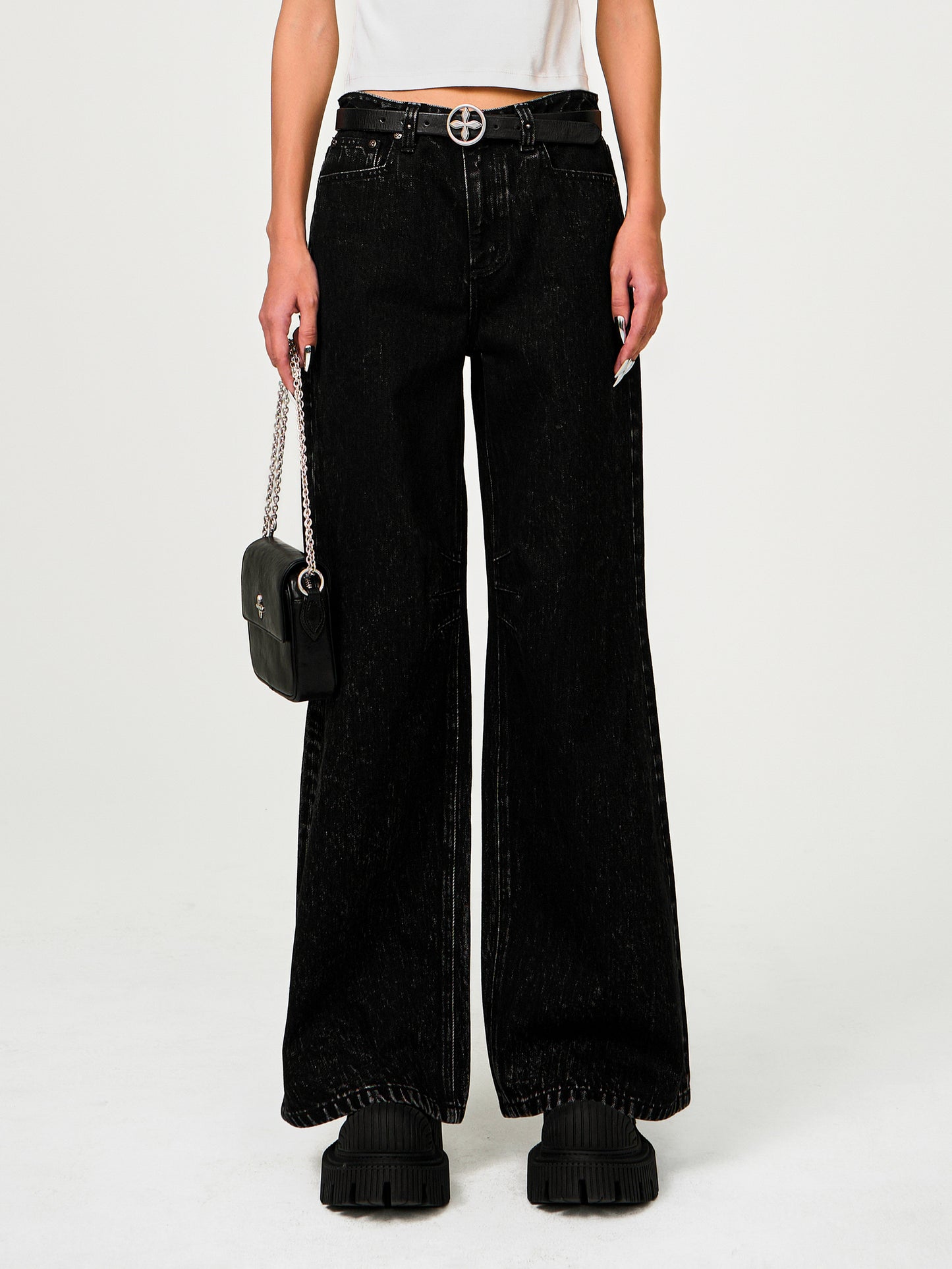 COMPASS Classic Wide-Leg Jeans Onyx Denim