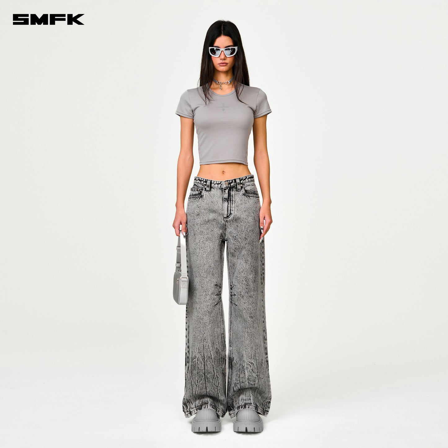 COMPASS Classic Wide-Leg Jeans Ash Gray