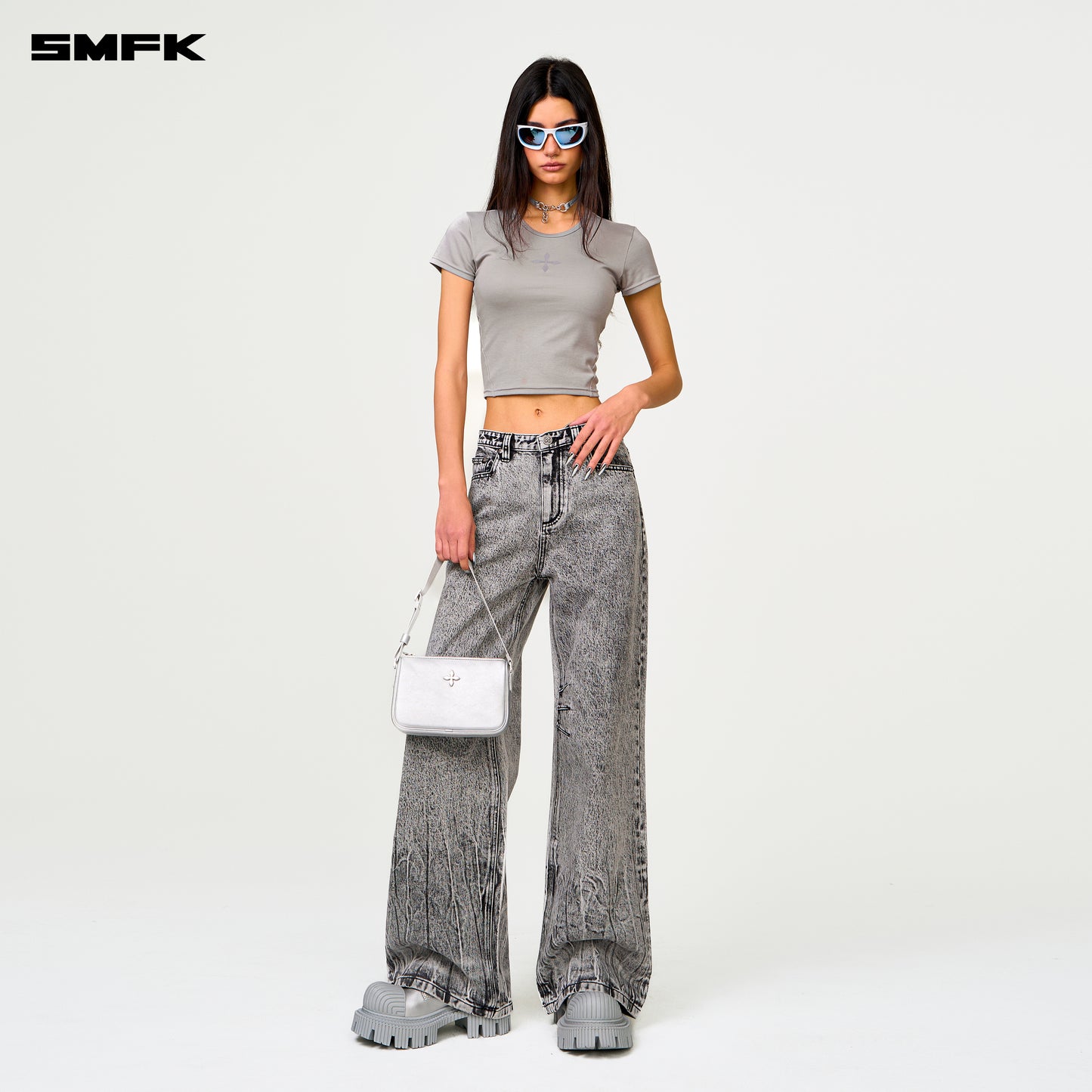 COMPASS Classic Wide-Leg Jeans Ash Gray