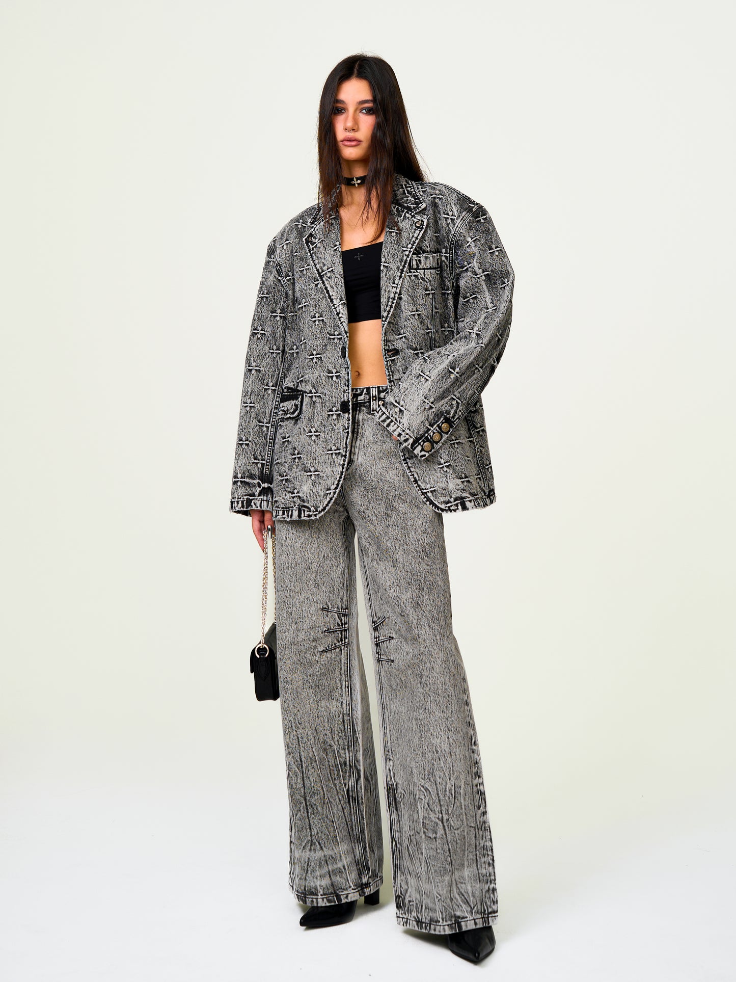 COMPASS Classic Wide-Leg Jeans Ash Gray