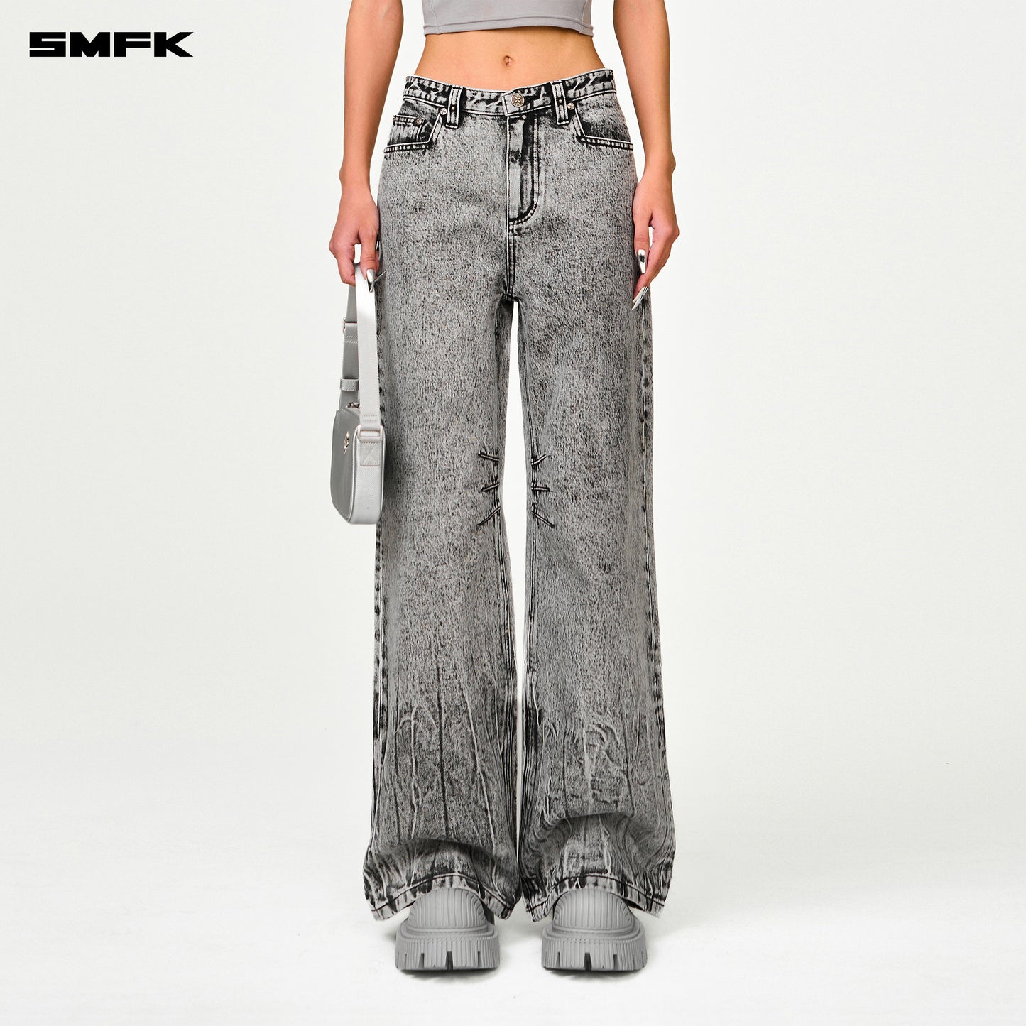 COMPASS Classic Wide-Leg Jeans Ash Gray