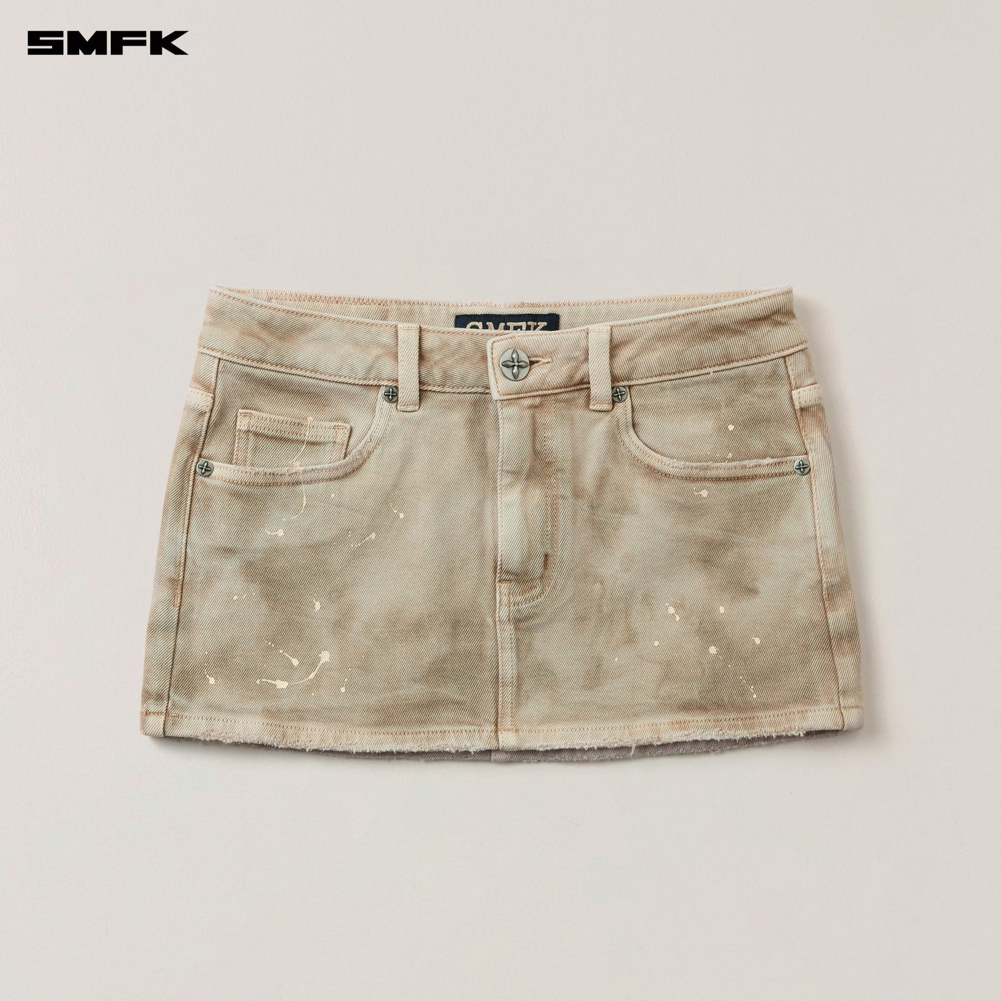 RAGE WILD HANDCRAFT DENIM BODY Skirt/Elastic Wild Brown