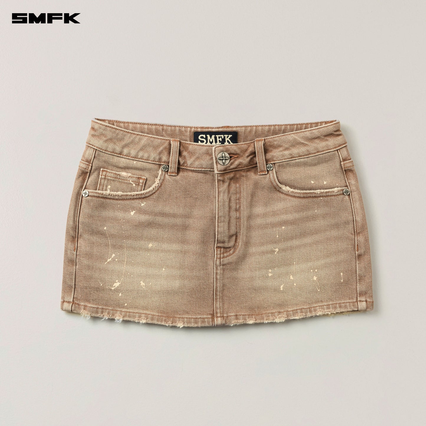 RAGE WILD HANDCRAFT DENIM BODY Skirt/Elastic Wild Cowboy Brown
