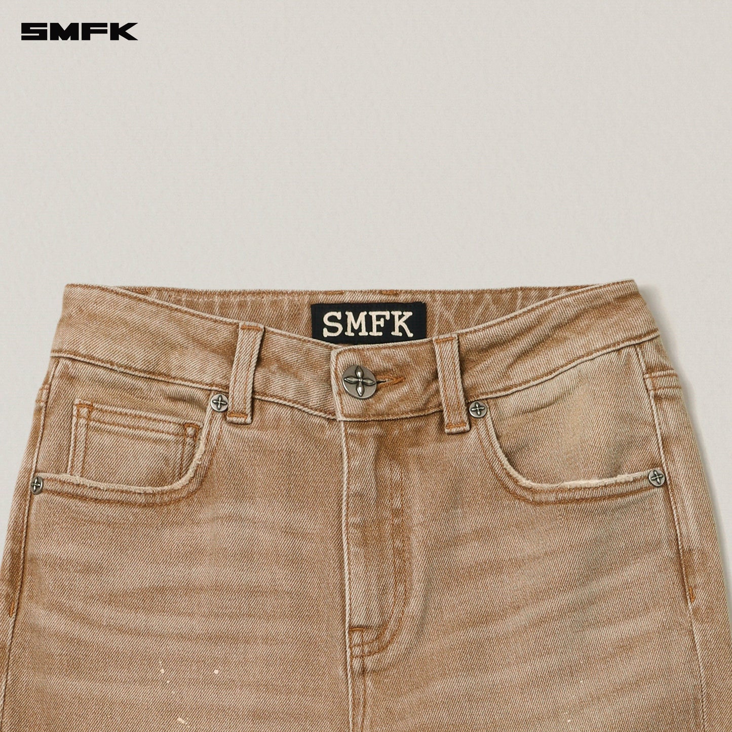 RAGE WILD HURRICANE FANTASY Handcraft Flared Denim Pants Wild Cowboy Brown