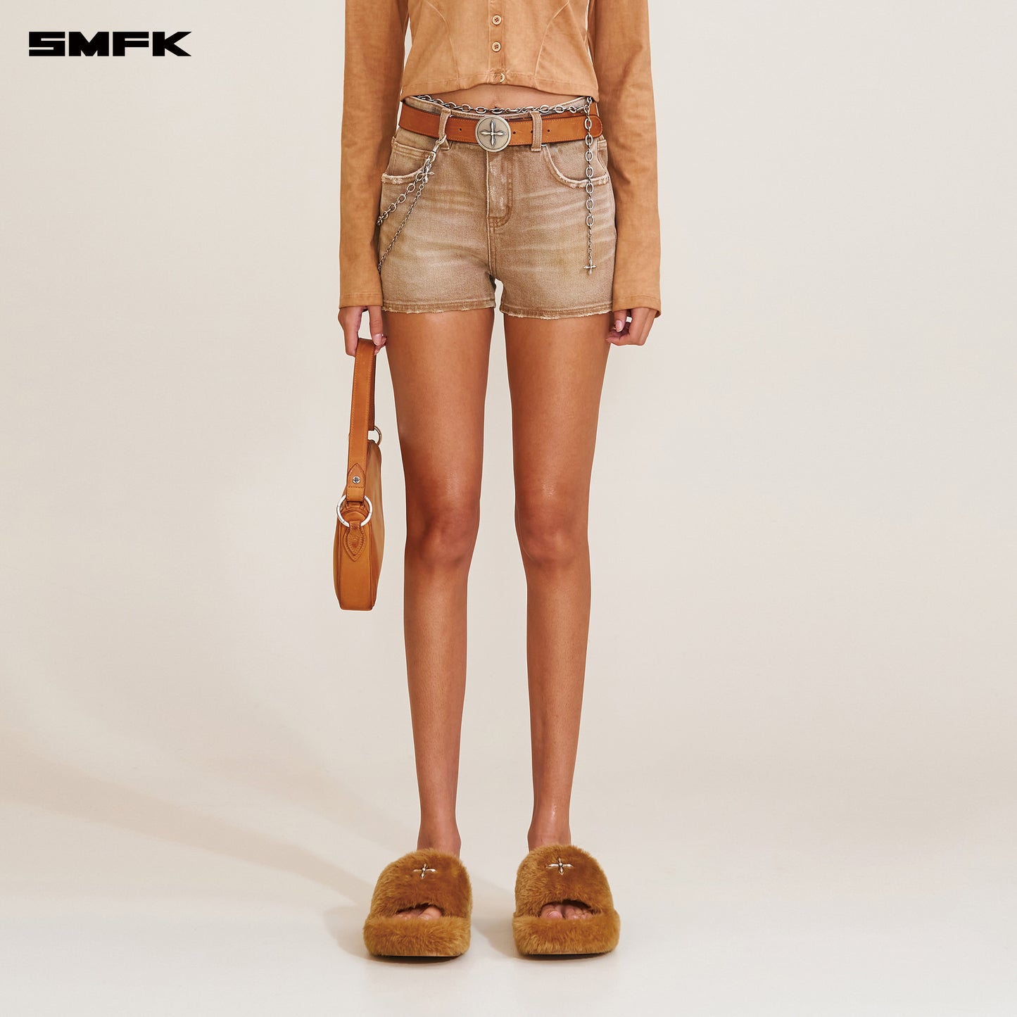RAGE WILD Handcrat High Waist Denim Shorts
 Wild Cowboy Brown
