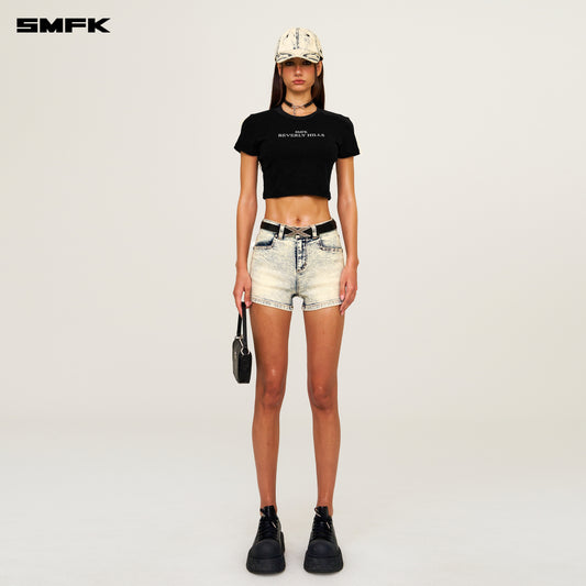 COMPASS DANCER Classic Denim Shorts Snow Blossom