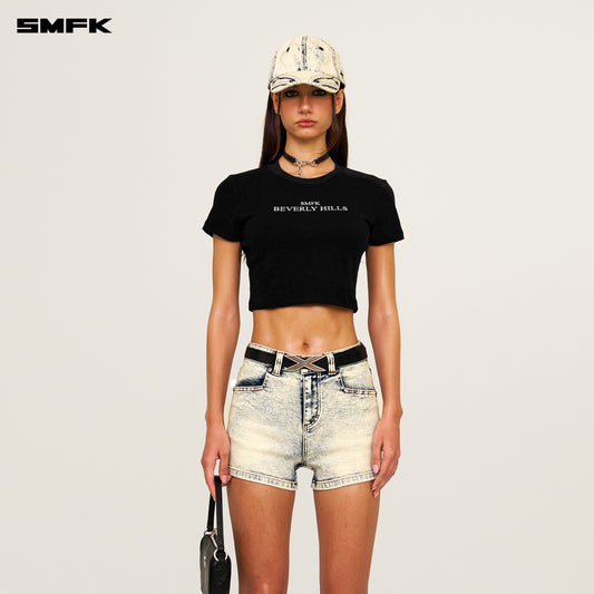 COMPASS DANCER Classic Denim Shorts Snow Blossom