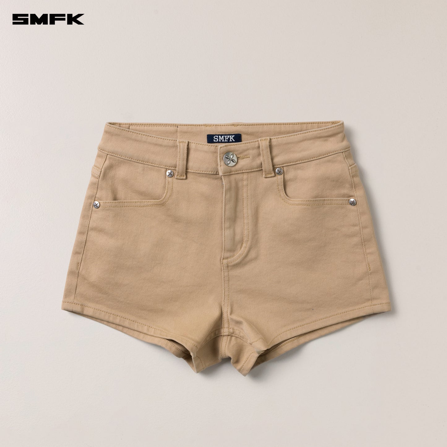 COMPASS DANCER Denim Flat Shorts Sandy Khaki