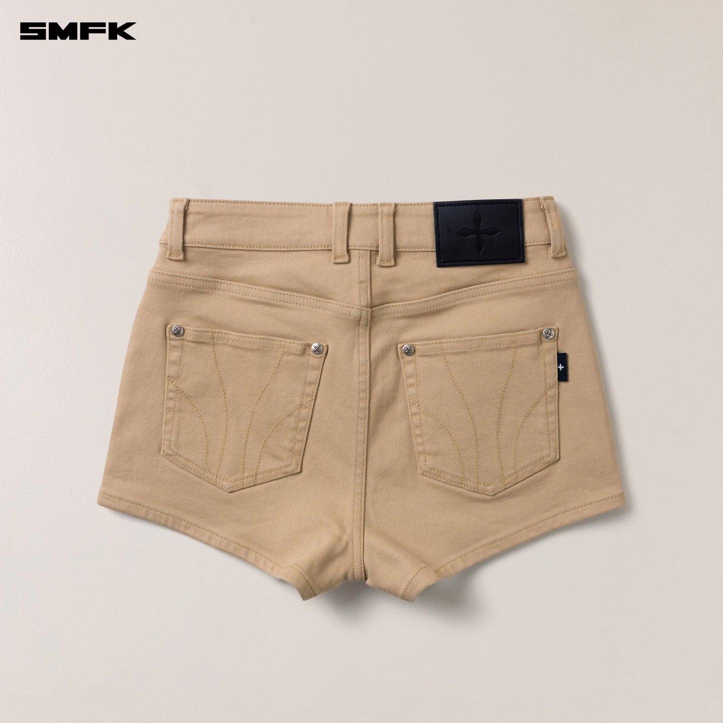 COMPASS DANCER Denim Flat Shorts Sandy Khaki