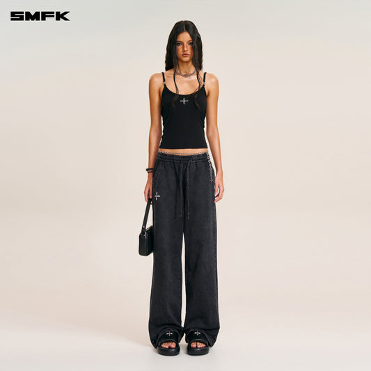 VINTAGE-SAVAGE LOOSE SPORTS PANTS/FADE DYE Wilderness Black