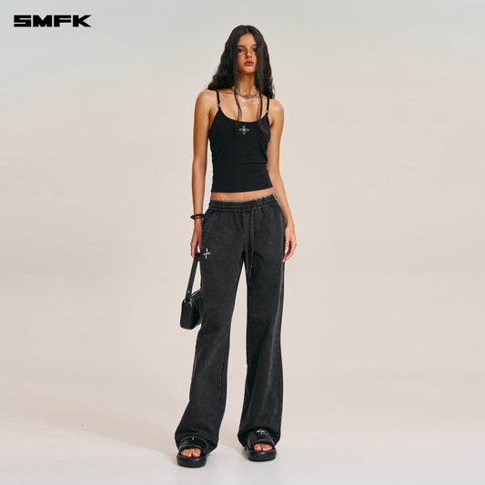 VINTAGE-SAVAGE LOOSE SPORTS PANTS/FADE DYE Wilderness Black